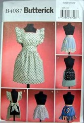 4087 BUTTERICK  EZ RETRO 50S 5 BIB OR NOT APRONS PATTERN SM-XL UNCUT